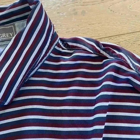 Matte Grey Striped Golf Polo XL - Picture 5 of 7